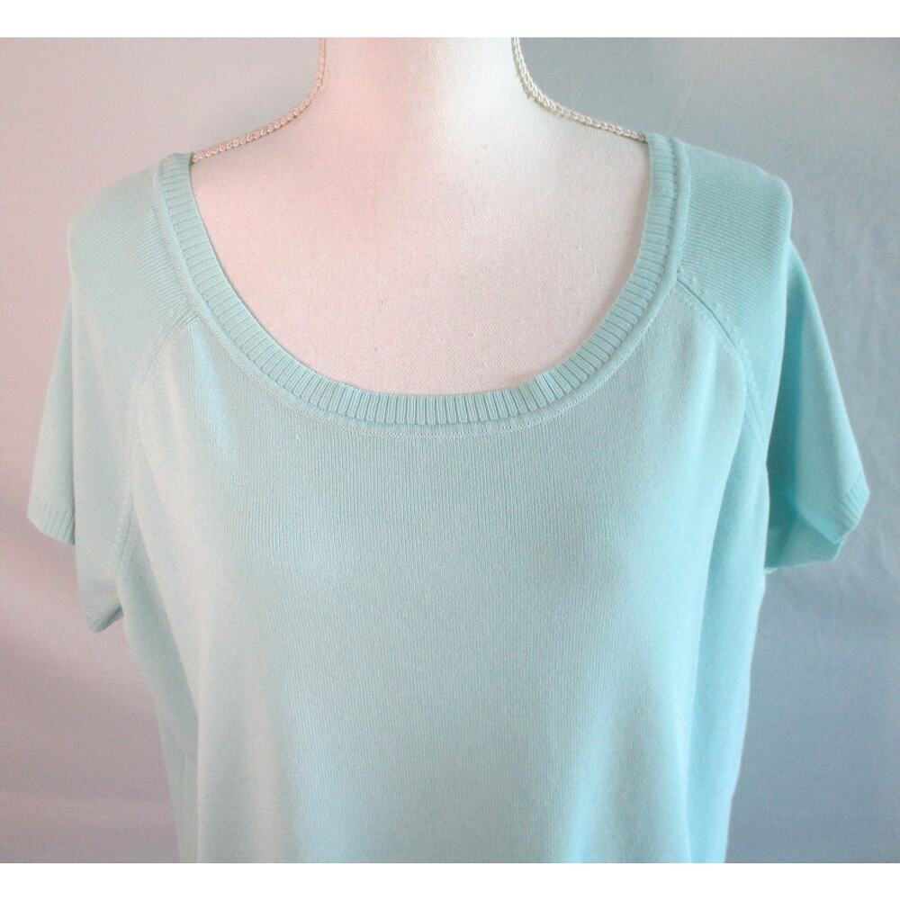 Worthington Women's Short Sleeve Light Green Lightweight Knit Sweater Size XL - Picture 2 of 9
